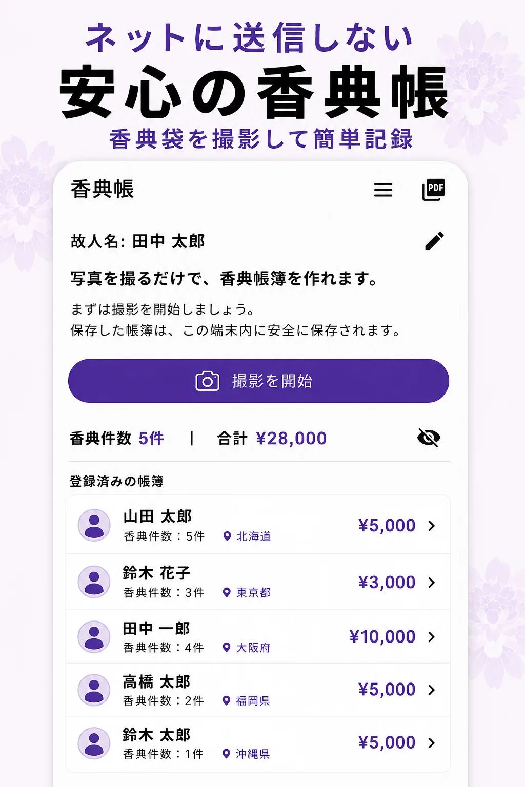 香典帳 Kodencho のスクリーンショット 3