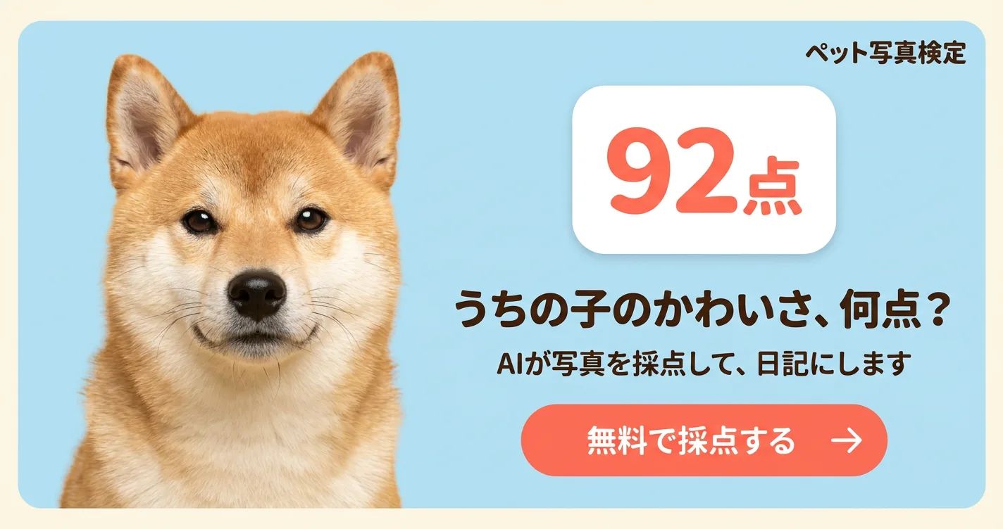 ペト点 | 愛犬・愛猫の写真をアップすると、 AIが「かわいさ」を100点満点で採点。 のスクリーンショット 2