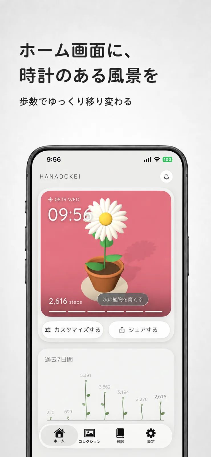 はなどけい - 歩数で育てる花時計ウィジェット のスクリーンショット 1